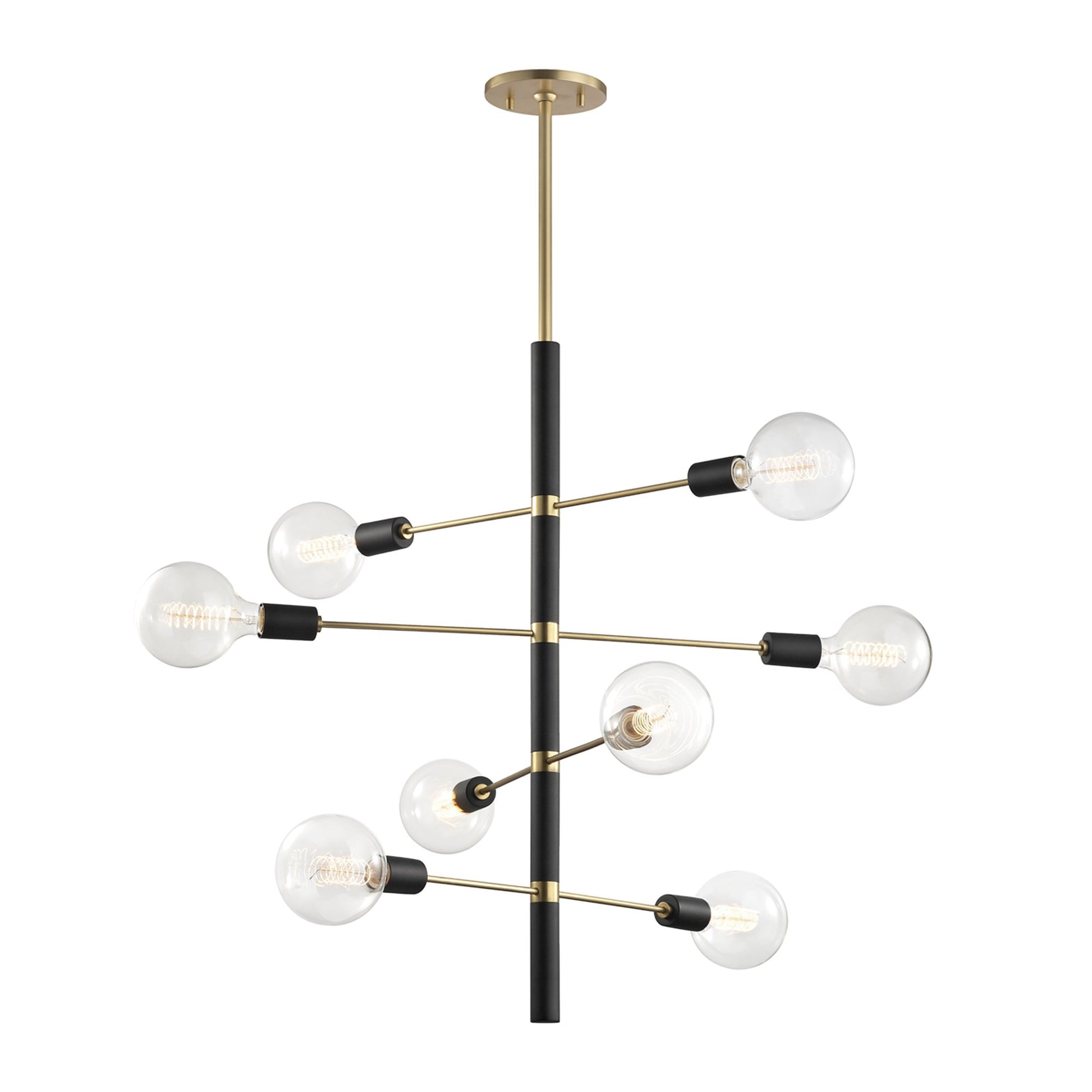 Astrid Multi Light Chandelier in Aged Brass / Black (8-Light).