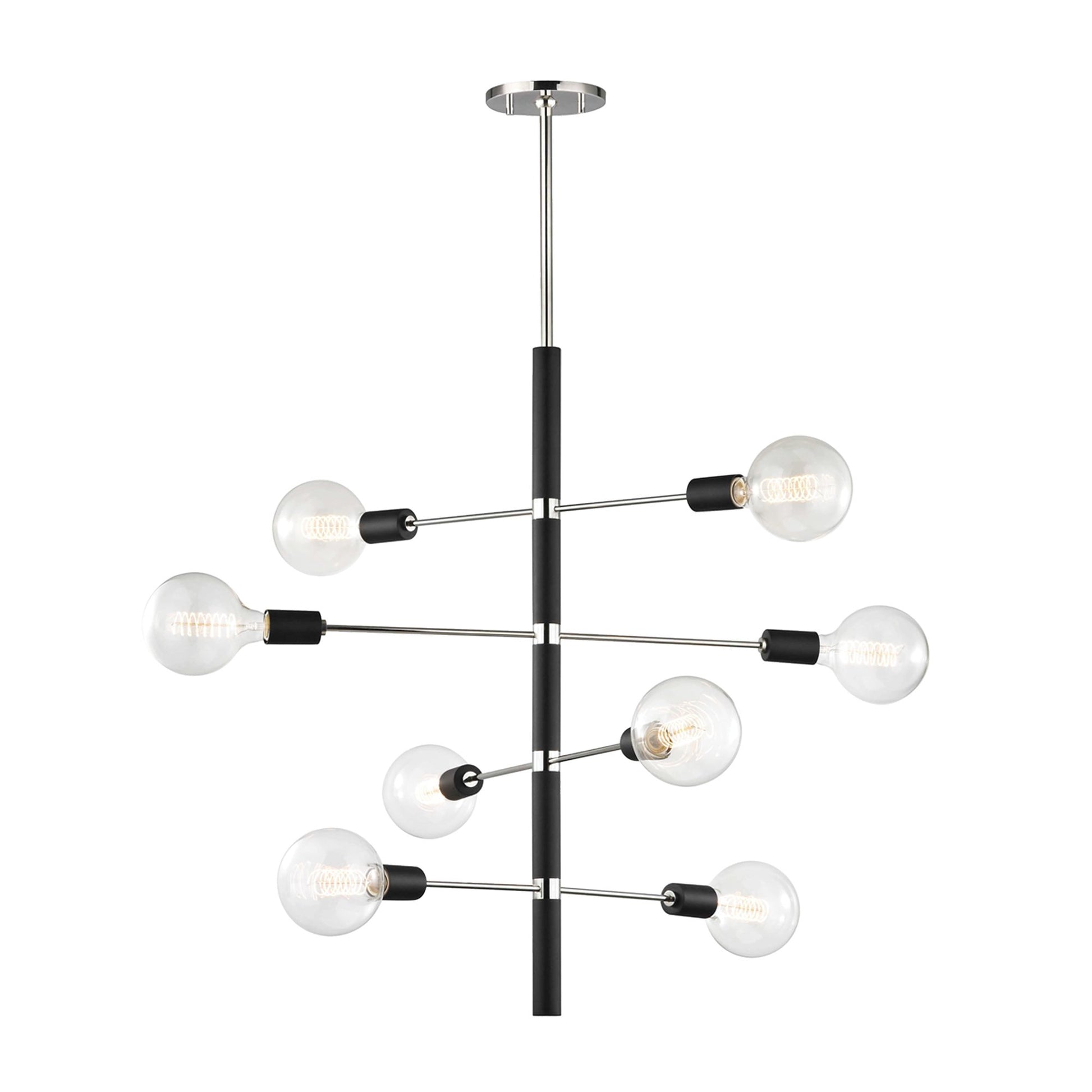 Astrid Multi Light Chandelier in Polished Nickel / Black (8-Light).