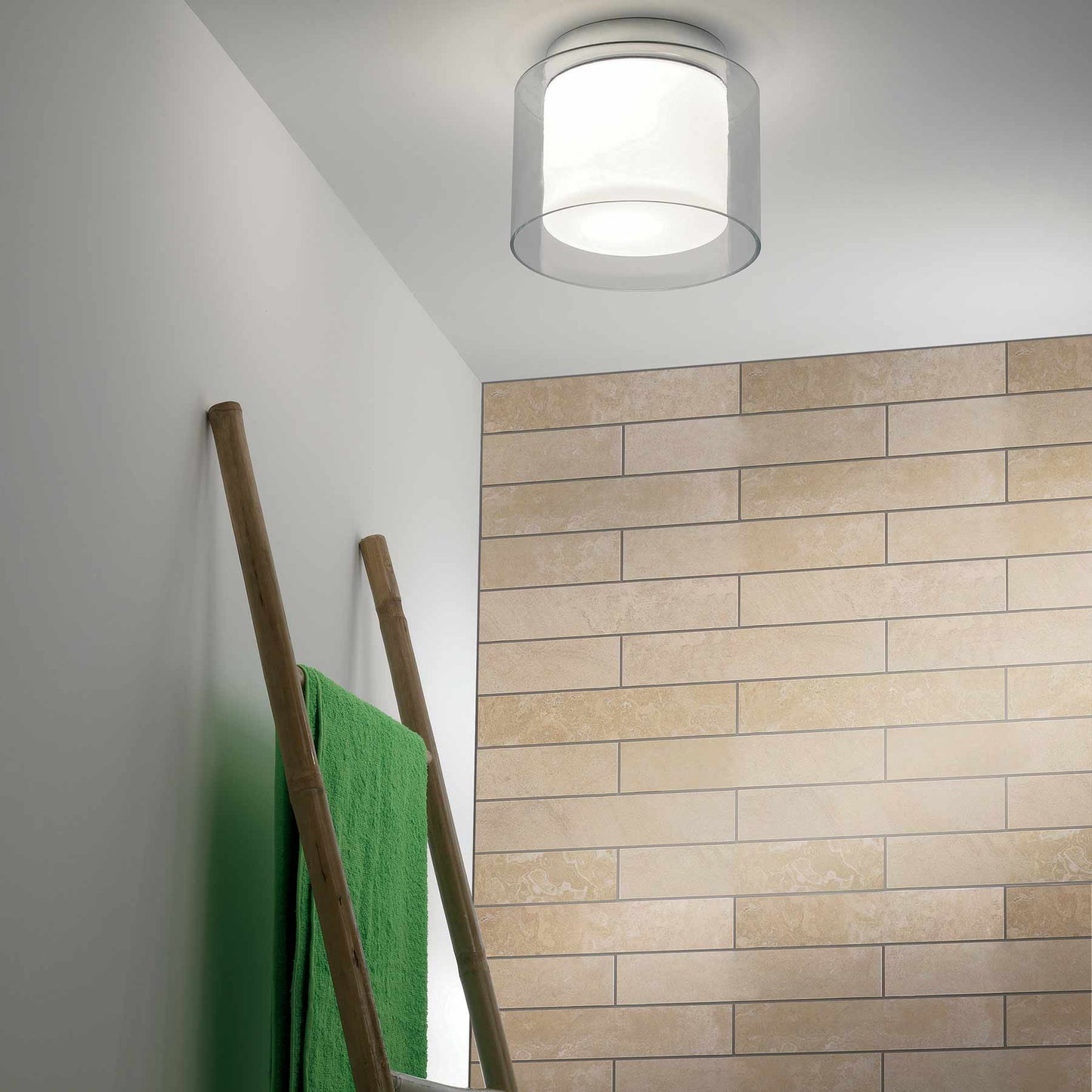 Arezzo Flush Mount Ceiling Light in bathroom.