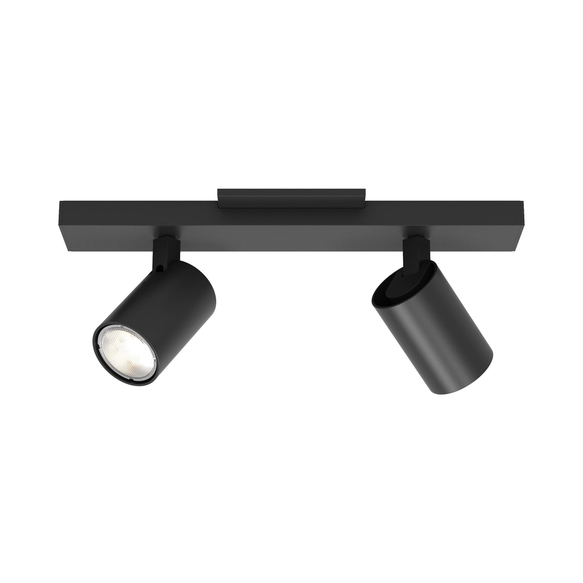 Ascoli Twin Semi Flush Ceiling Light in Matt Black.