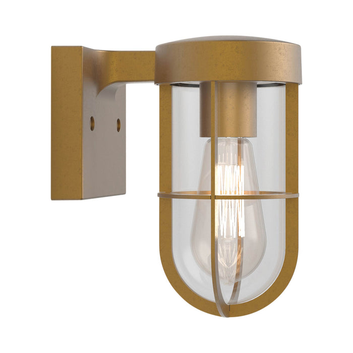 Cabin Outdoor Wall Light in Clear Glass/Antique Brass.
