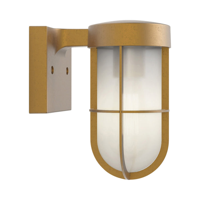 Cabin Outdoor Wall Light in Frosted Glass/Antique Brass.