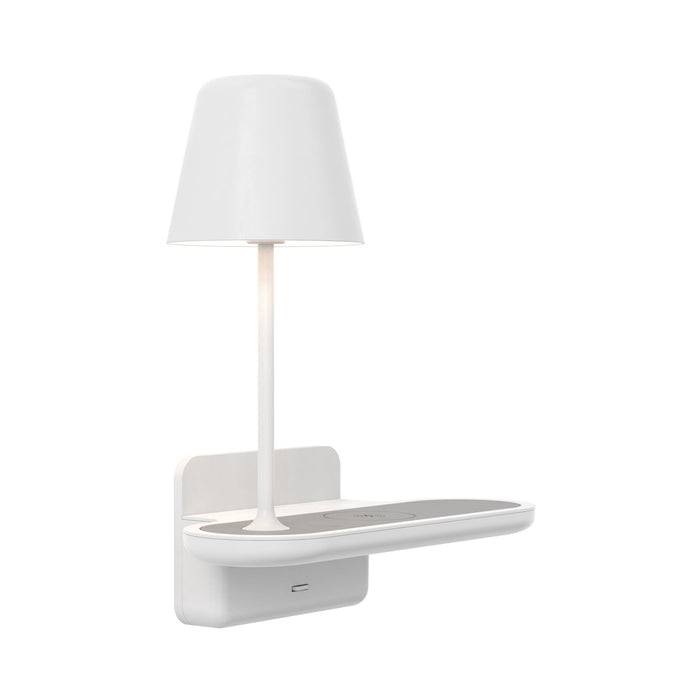 Ito LED Wall Light With Charging Shelf in Matt White.