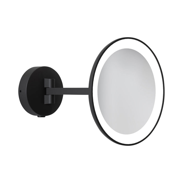 Mascali Round LED Magnifying Mirror in Matt Black.