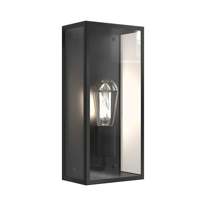 Messina Outdoor Wall Light in Textured Black/Clear.