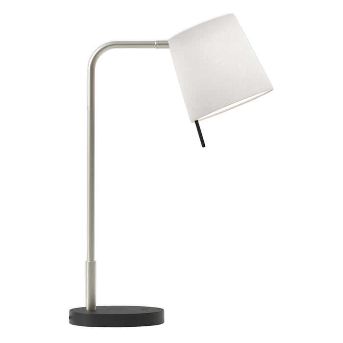 Mitsu LED Table Lamp in Matt Nickel/White.