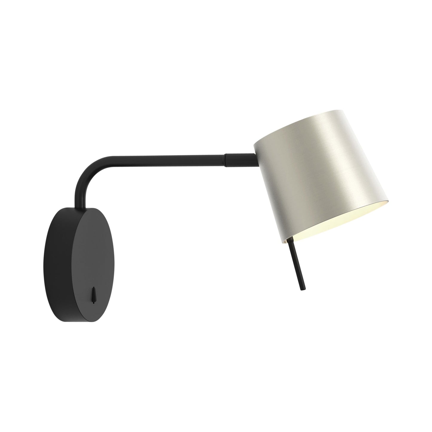 Miura LED Swing Arm Wall Light in Matt Black/Matt Nickel.