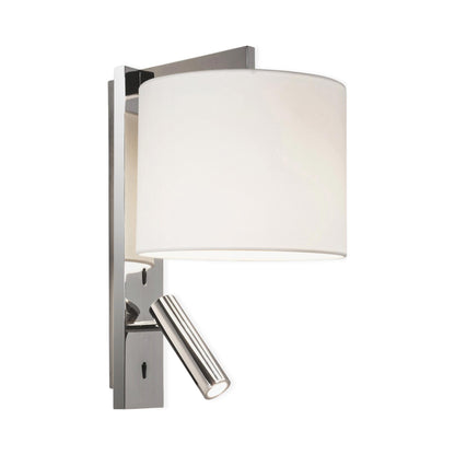 Ravello LED Reader Wall Light in Polished Chrome/White (Drum).