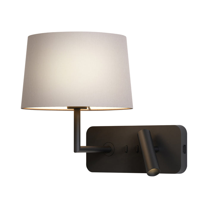 Side by Side Reading Wall Light in Matt Black/Plutty (With USB).