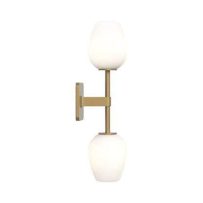 Tacoma Twin LED Wall Light in Antique Brass/Tulip Glass.