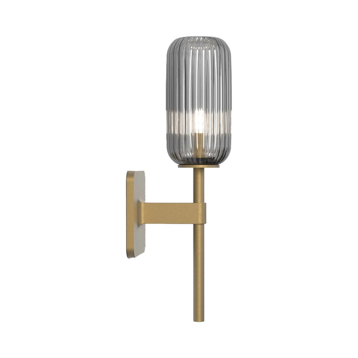 Tacoma Wall Light in Antique Brass/Reed Ribbed Glass (Small).