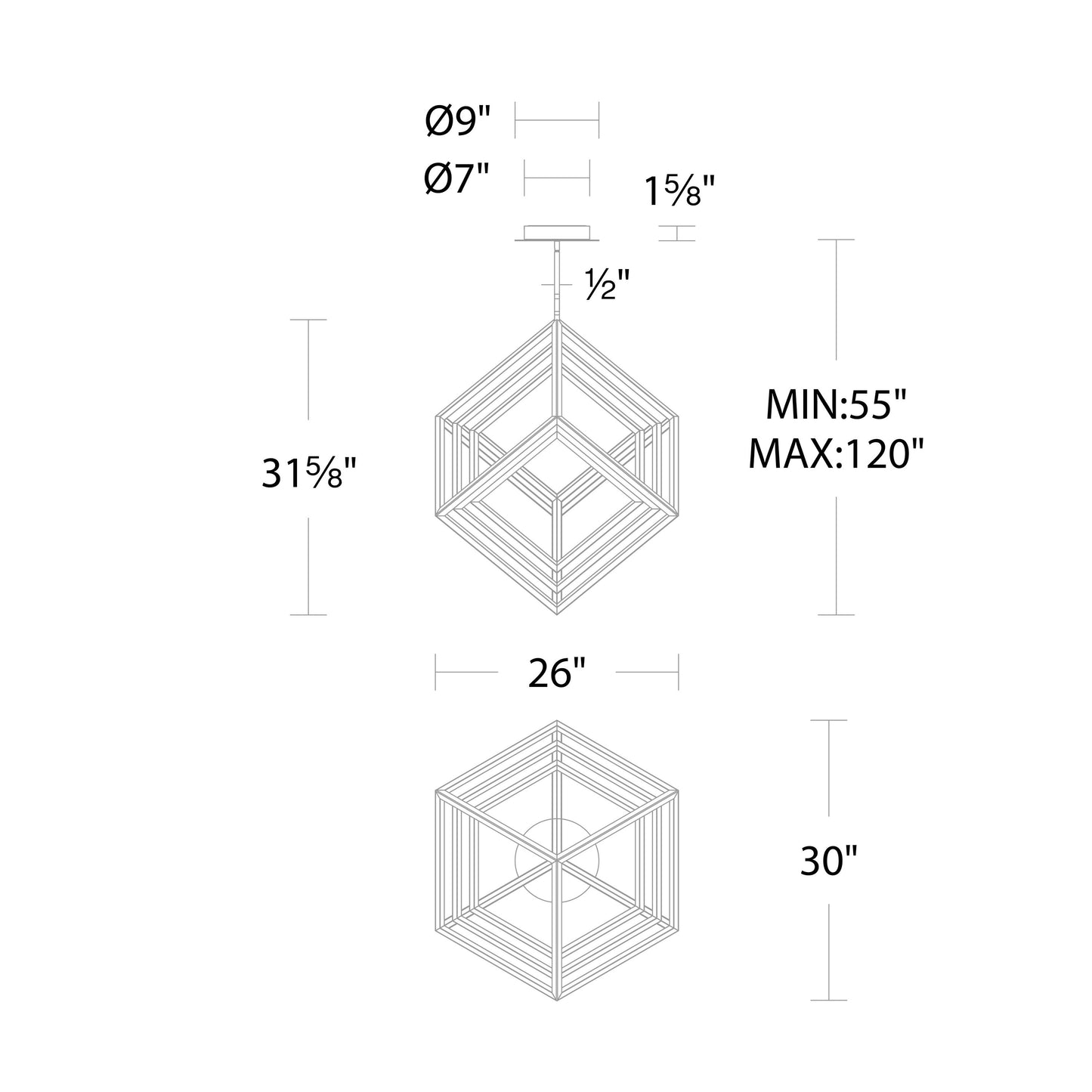 Atlas LED Pendant Light - line drawing.