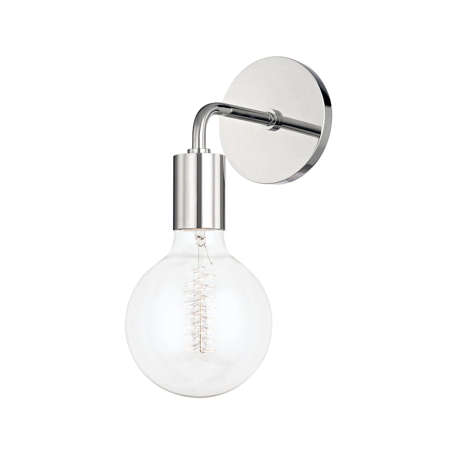 Ava Globe Wall Light in Polished Nickel.