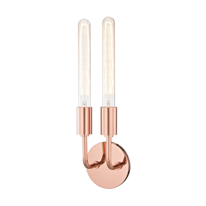 Ava Tube Wall Light in Polished Copper (2-Light).