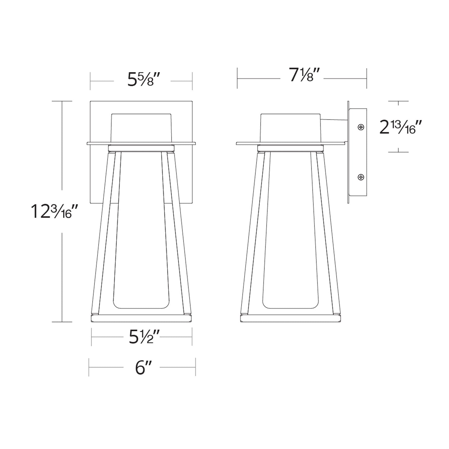 Avant Garde Outdoor LED Wall Light - line drawing.