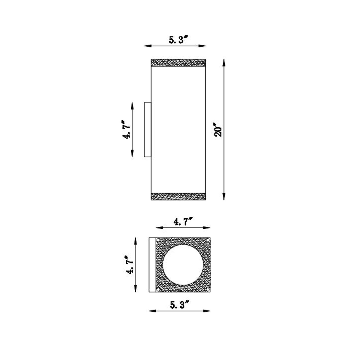 Avenue Outdoor Wall Light - line drawing.