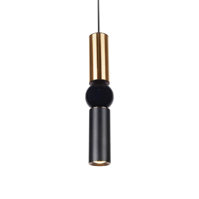 Cicada Ball Pendant Light in Brushed Brass with Matte Black Shade.