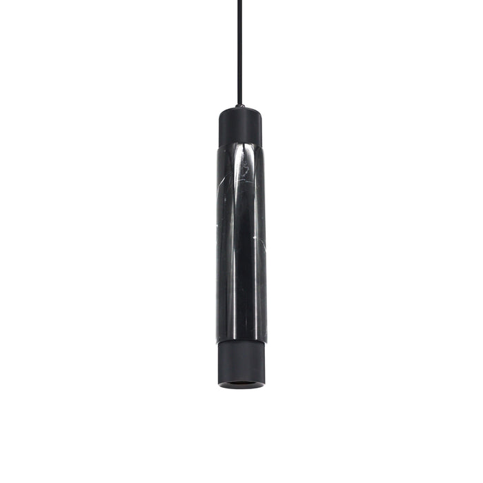Cicada Marble Pendant Light in Black Marble with Knurled Accent.