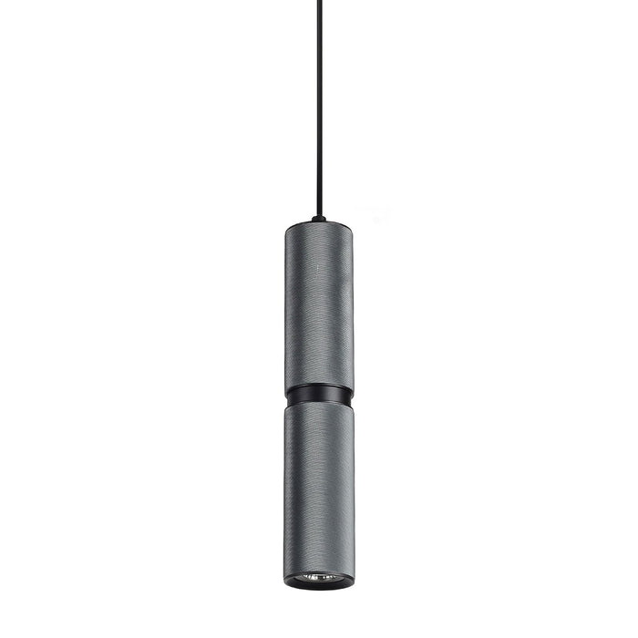 Cicada Pendant Light in Knurled Dark Grey with Black Accents.