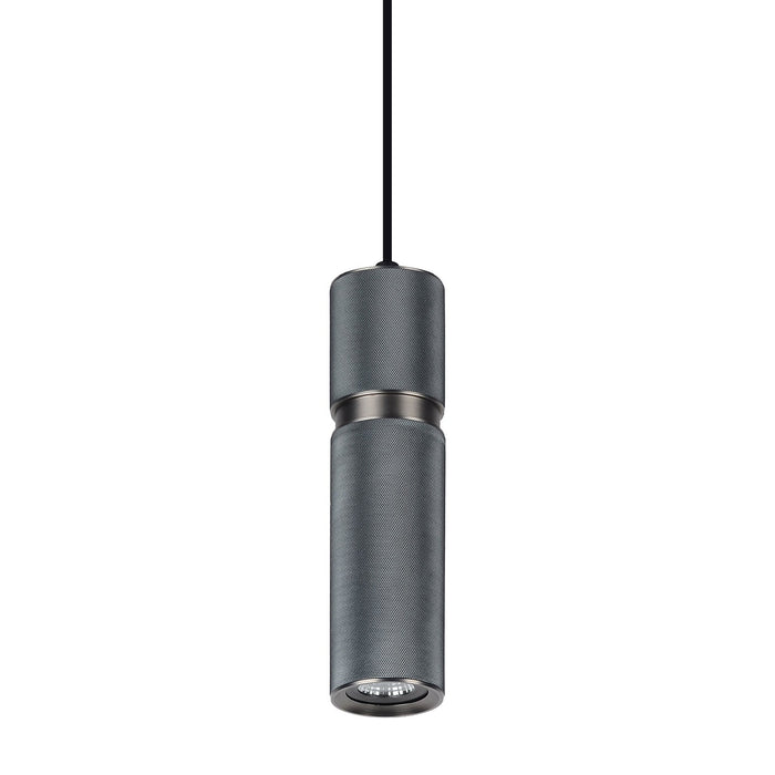 Cicada Pendant Light in Knurled Dark Grey with Pewter Accents.