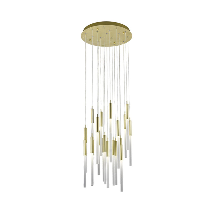 Main St. LED Chandelier in Brushed Brass.