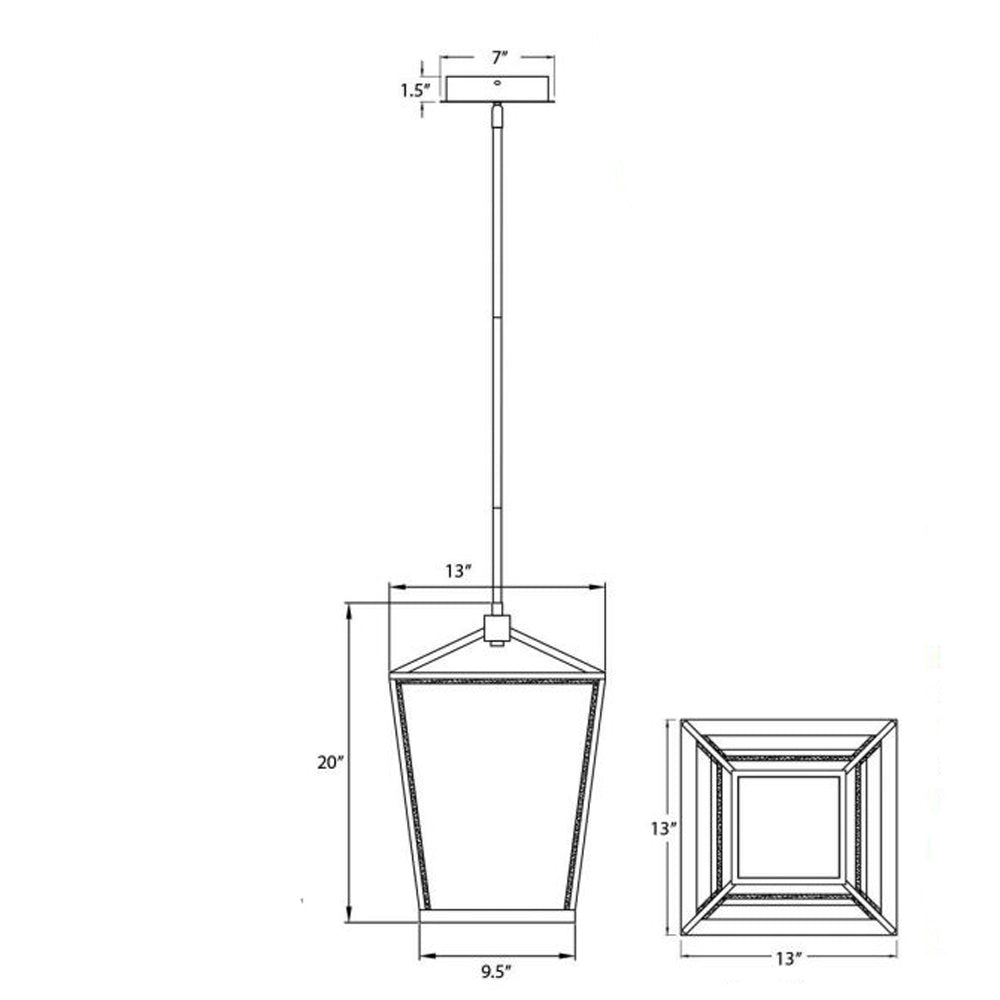 Park Avenue LED Chandelier - line drawing.