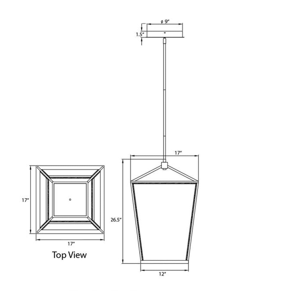 Park Avenue LED Chandelier - line drawing.