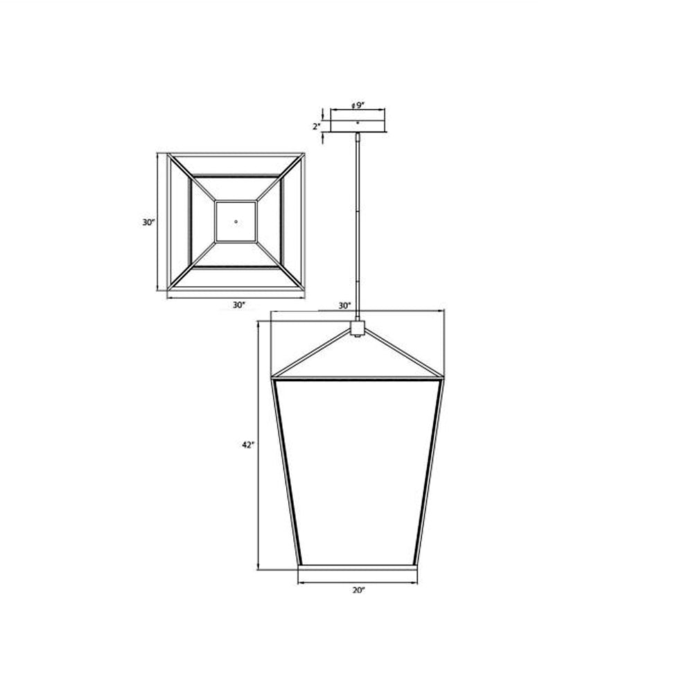 Park Avenue LED Chandelier - line drawing.