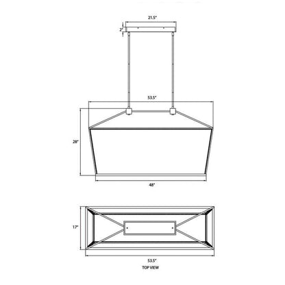 Park Avenue LED Chandelier - line drawing.