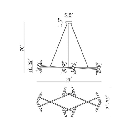 Manhattan Ave. LED Linear Pendant Light - line drawing.