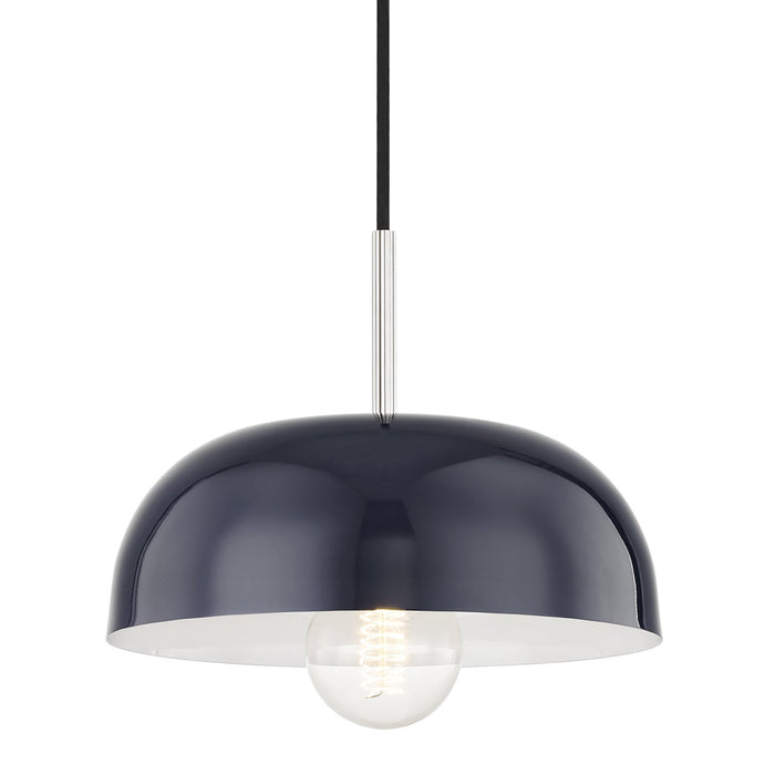 Avery Pendant Light in Polished Nickel / Navy (Small).