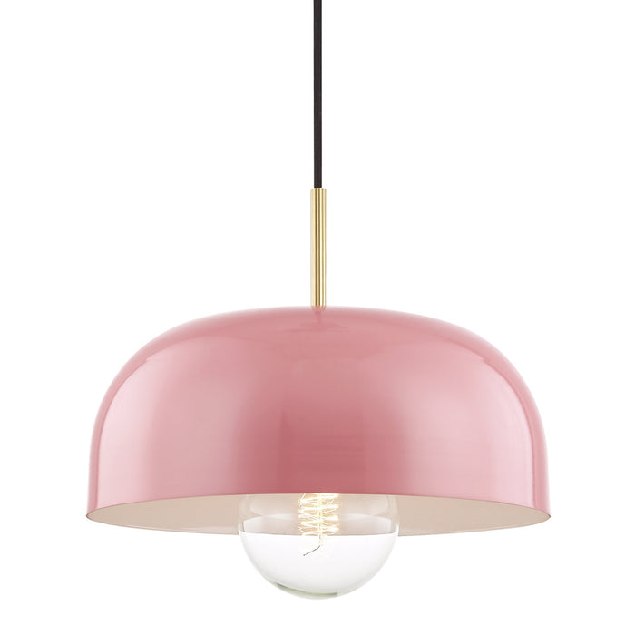 Avery Pendant Light in Aged Brass / Pink (Large).