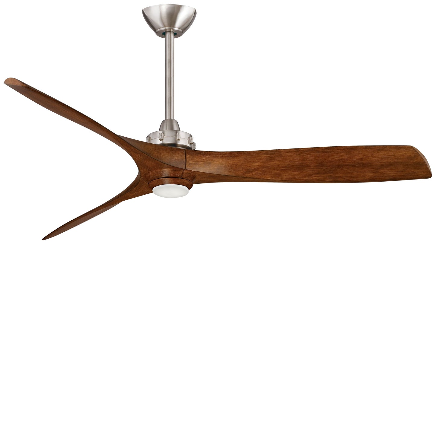 Aviation LED Ceiling Fan in Brushed Nickel / Distressed Koa.