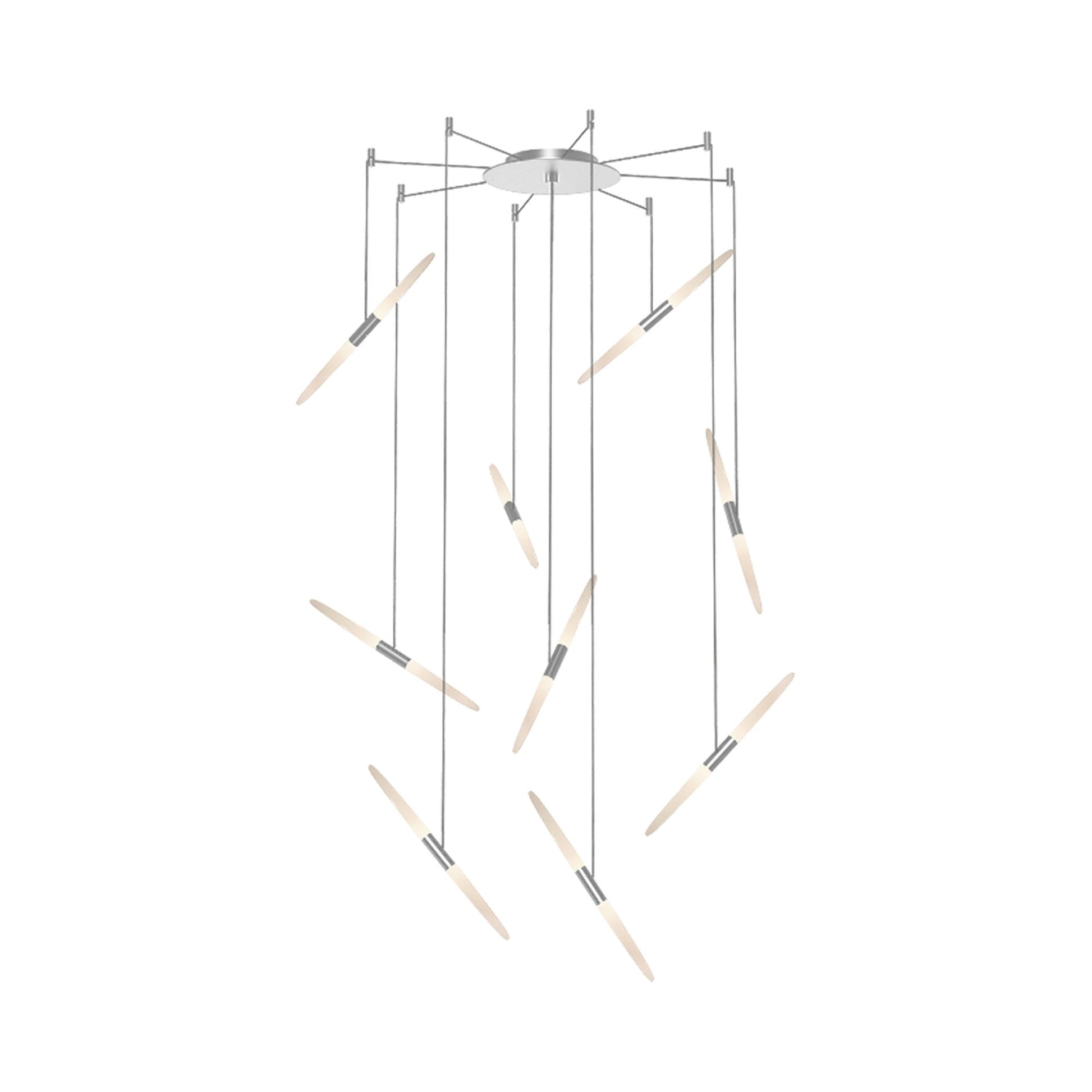 Ballet™ Spreader LED Multi Light Pendant Light in Bright Satin Aluminum/Swag (9-Light).