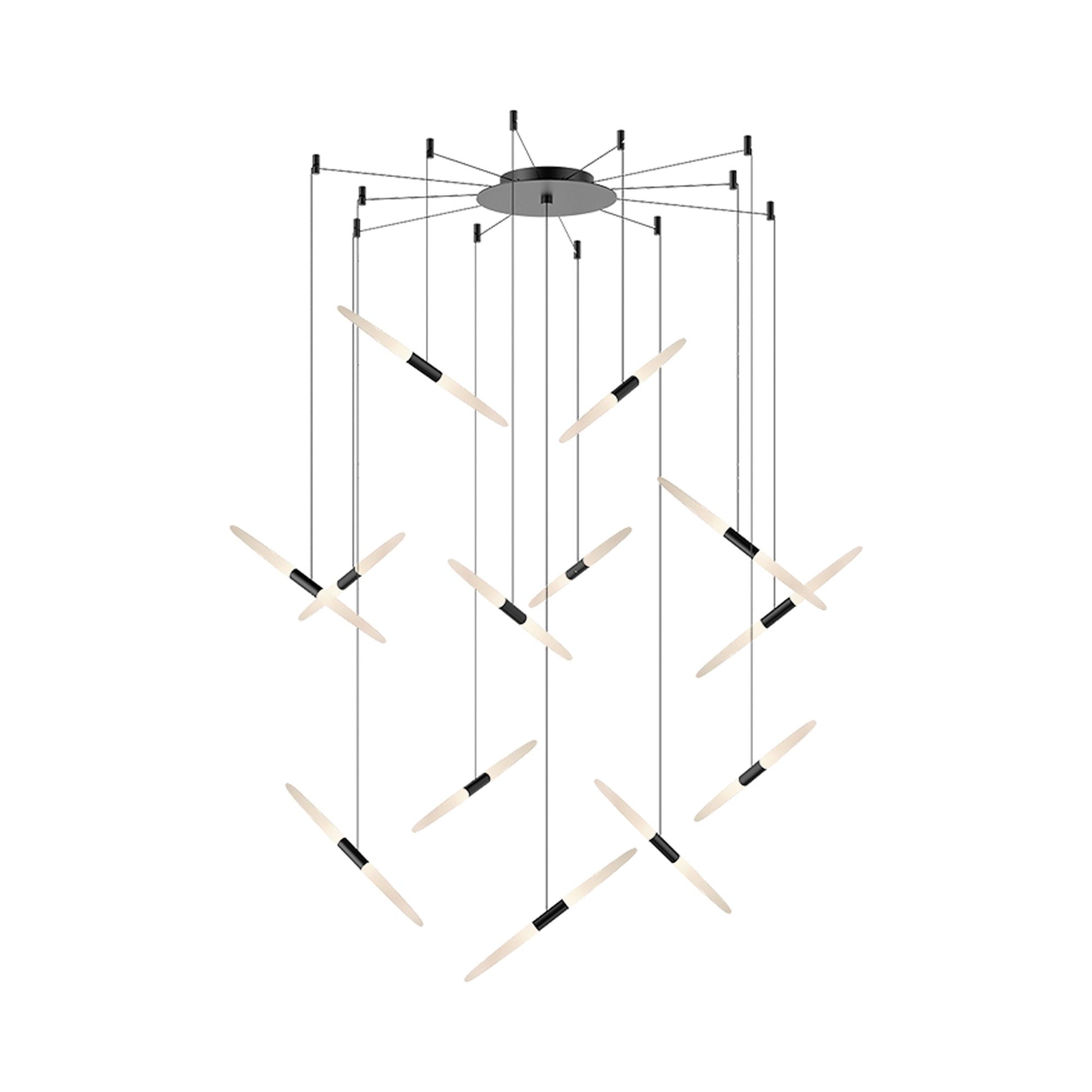 Ballet™ Spreader LED Multi Light Pendant Light in Satin Black/Swag (13-Light).