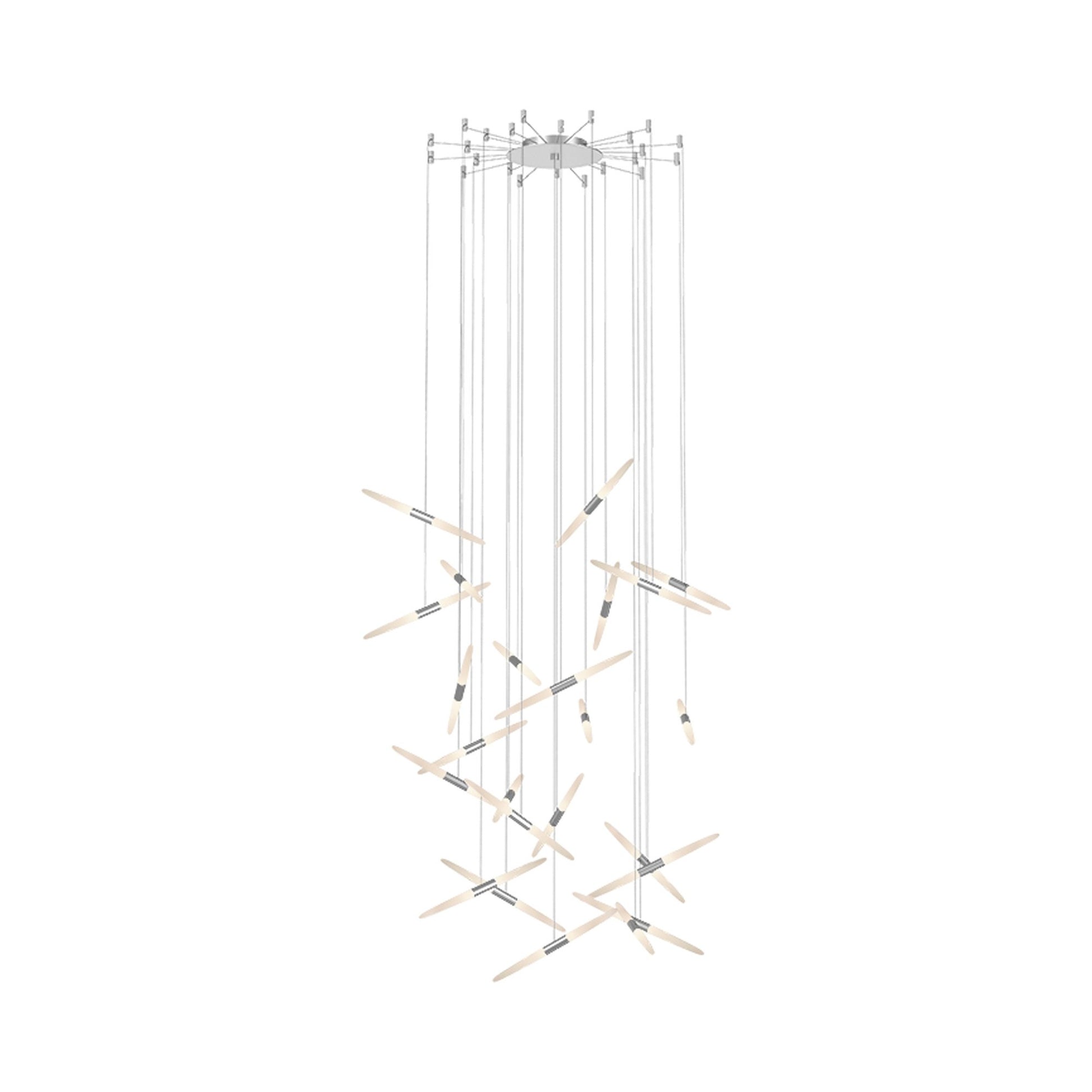 Ballet™ Spreader LED Multi Light Pendant Light in Bright Satin Aluminum/Swag (24-Light).