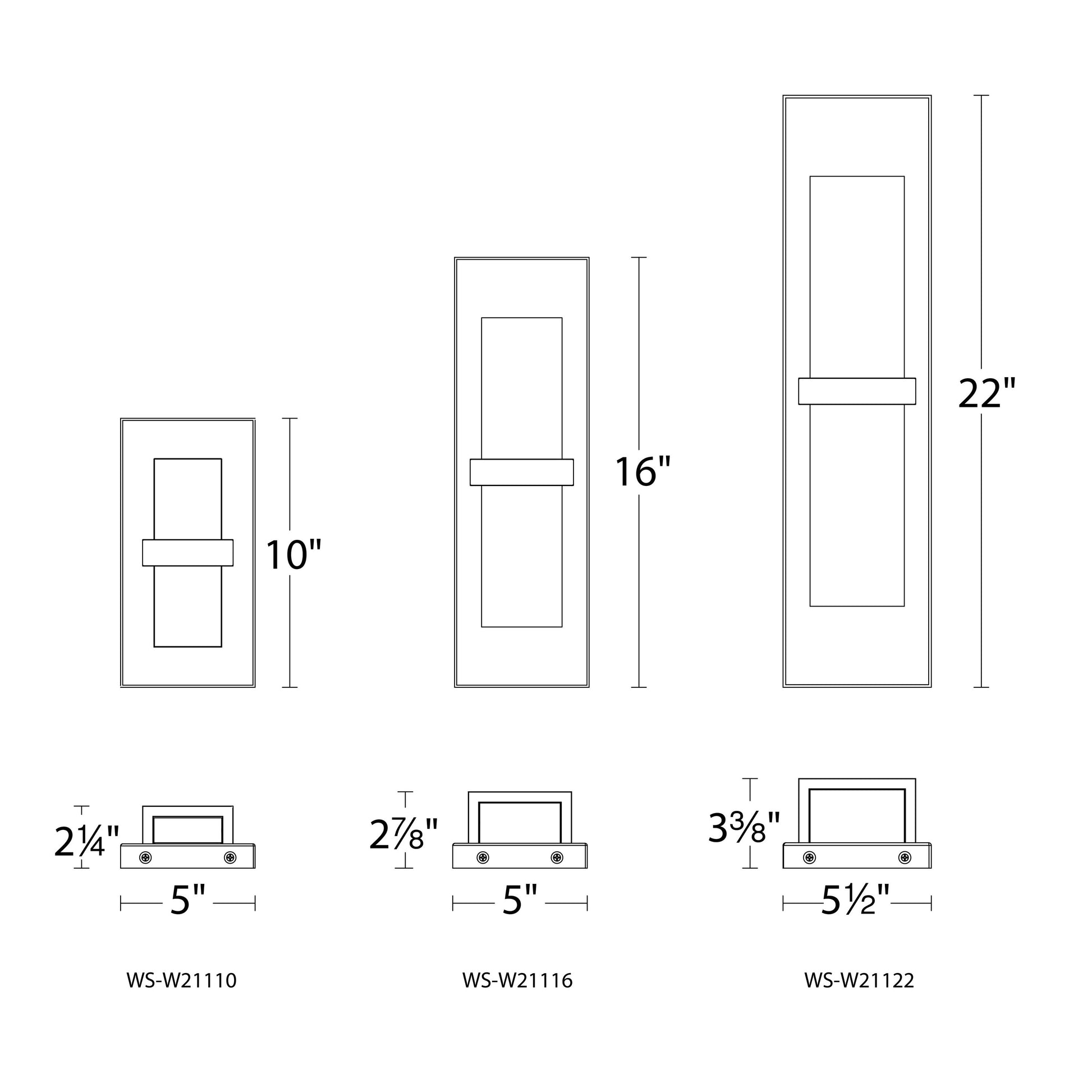 Bandeau Outdoor LED Wall Light - line drawing.