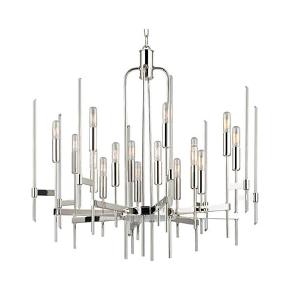 Bari Chandelier in 16-Light/Polished Nickel.