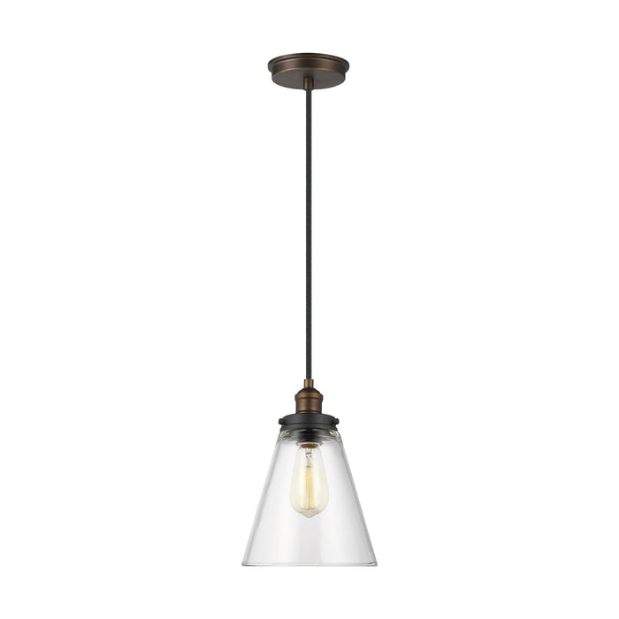 Baskin Cone Pendant Light in Black and Clear.