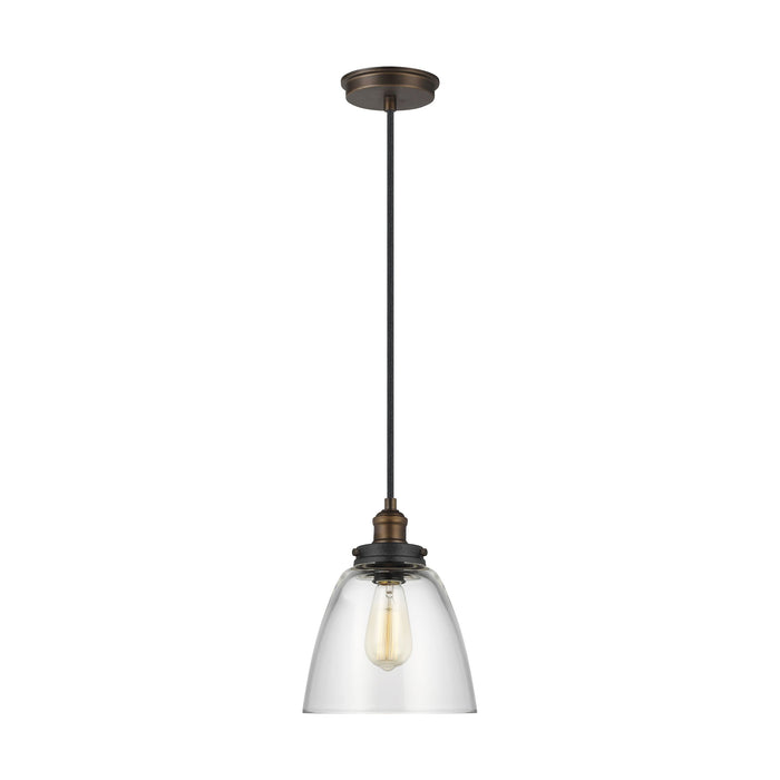Baskin Dome Pendant Light in Painted Aged Brass/Dark Weathered Zinc.