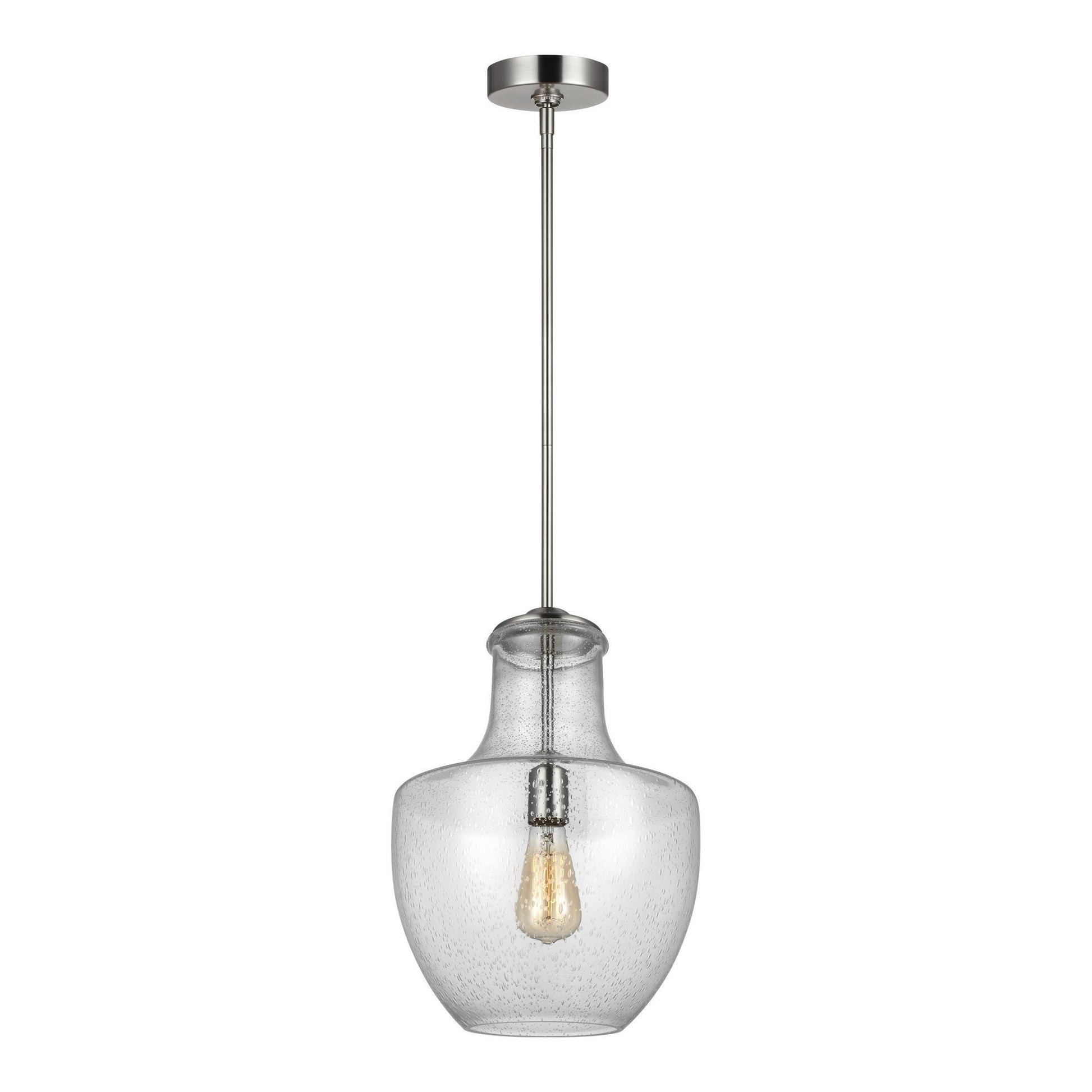 Baylor Pendant Light in Satin Nickel.