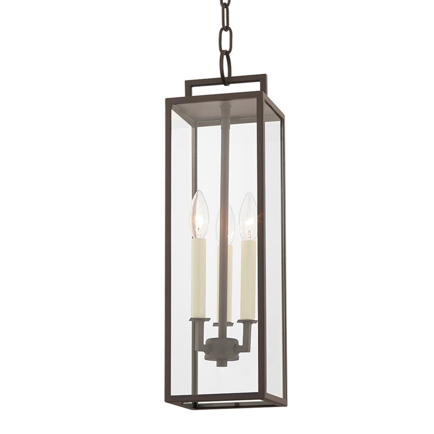 Beckham Outdoor Pendant Light in Textured Bronze.