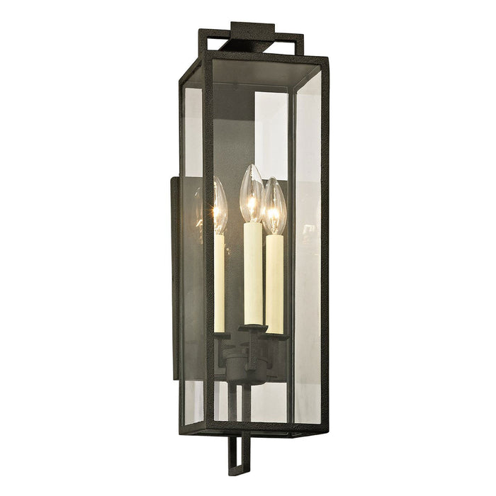 Beckham Outdoor Wall Light in Forged Iron (3-Light/21.5-Inch).
