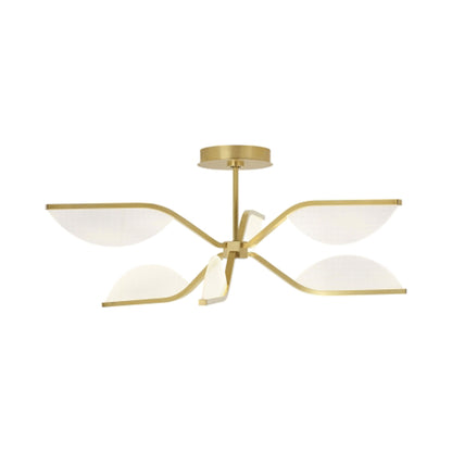 Belterra LED Semi Flush Ceiling Light in Natural Brass.