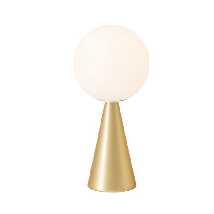 Bilia Mini Table Lamp in Brass and White.