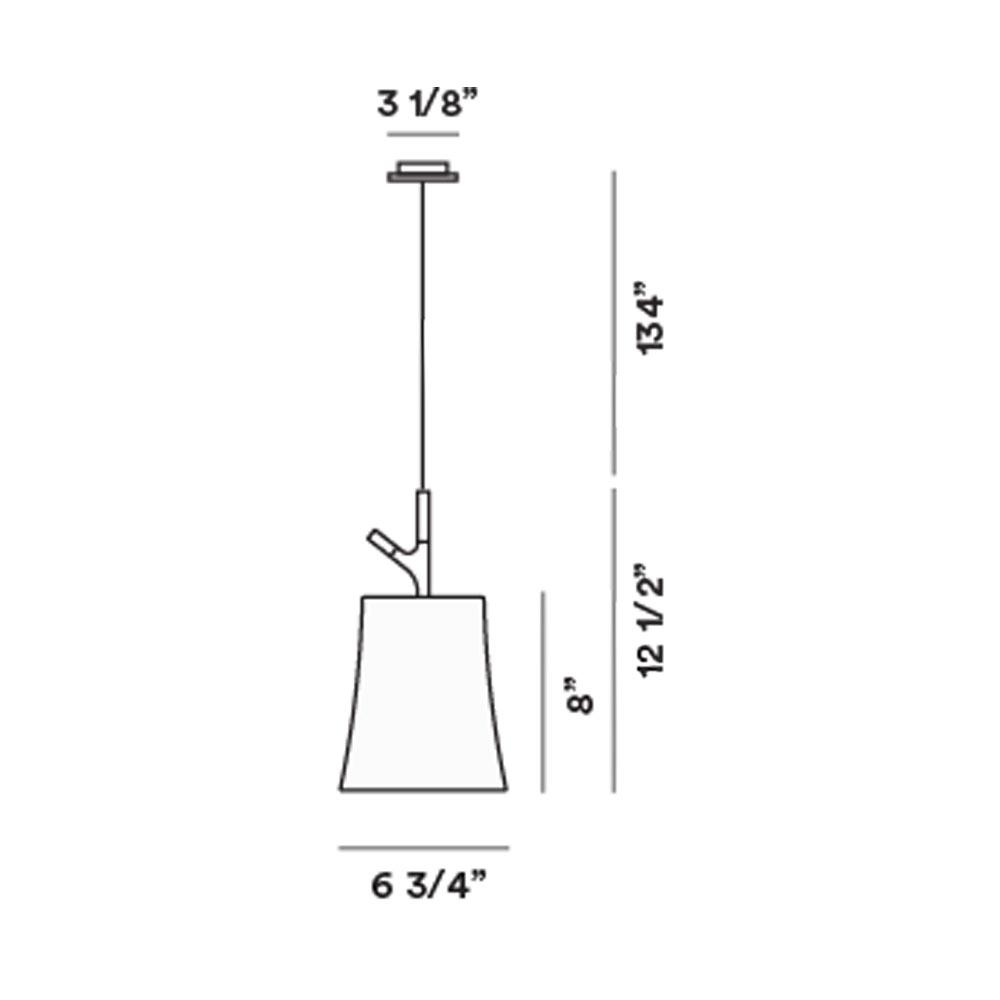 Birdie Pendant Light - line drawing.