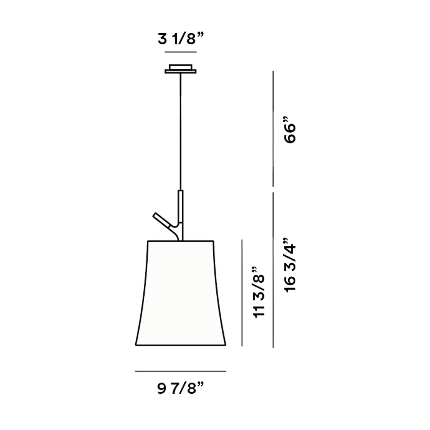 Birdie Pendant Light - line drawing.