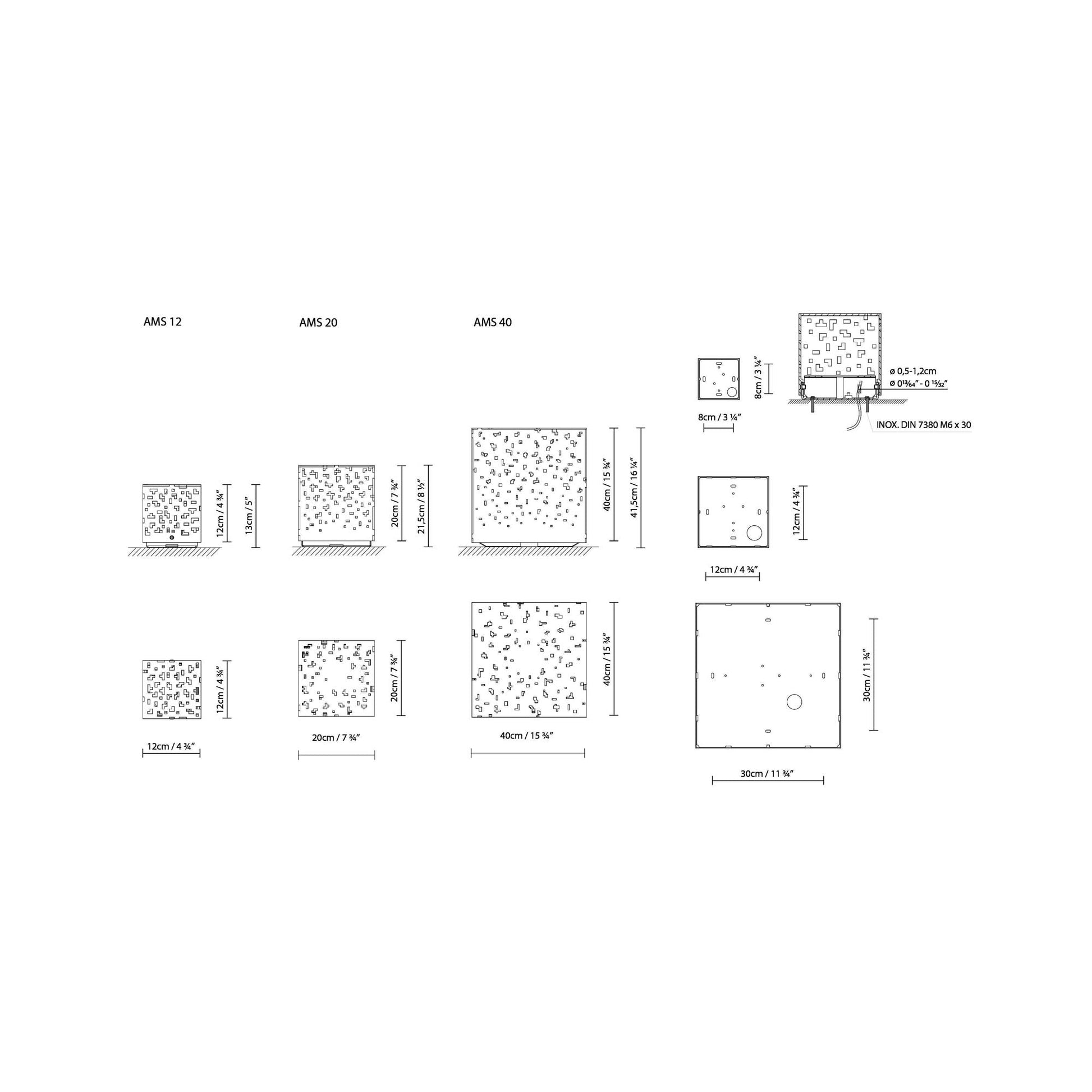 AMS Outdoor Floor Lamp - line drawing.
