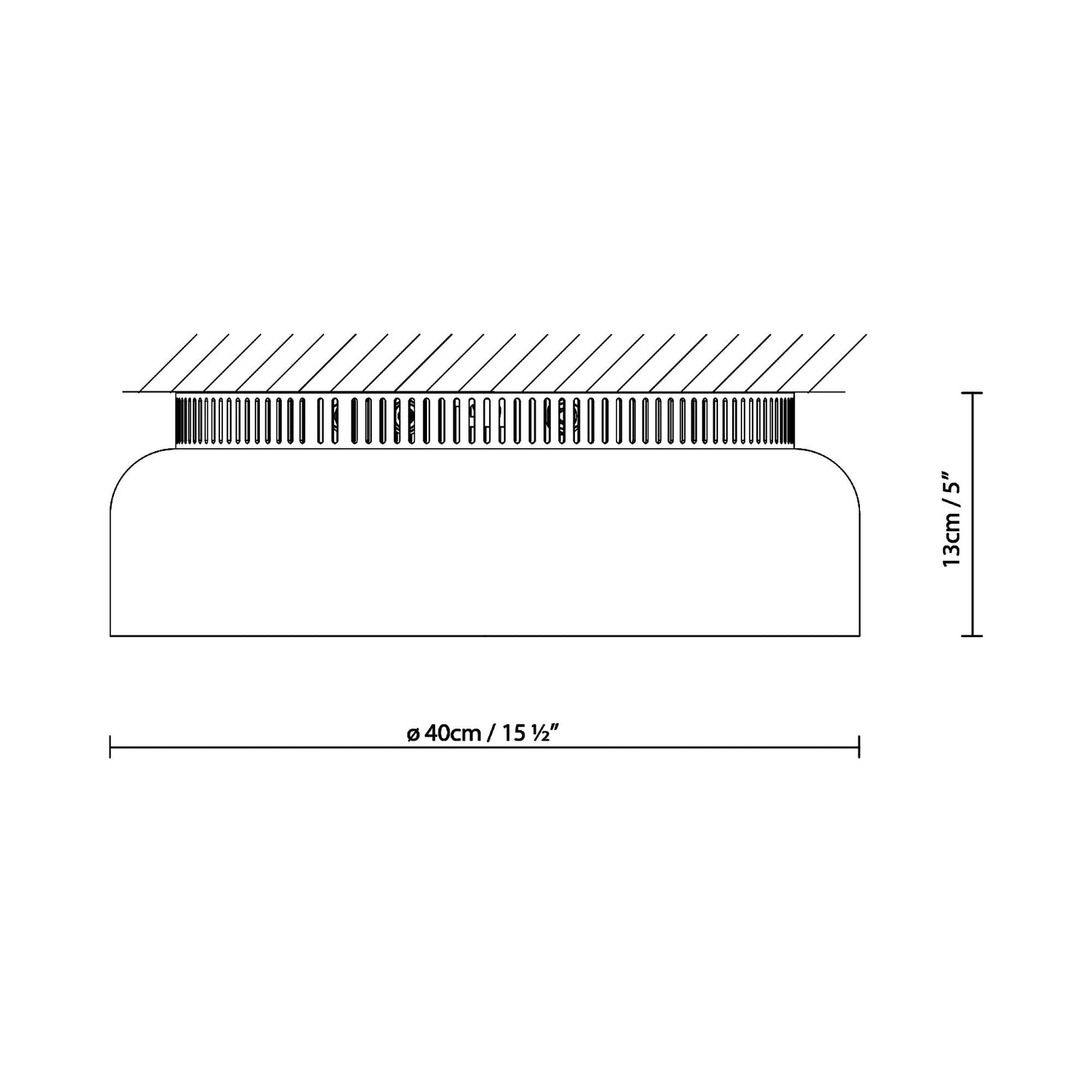 Aspen C40 Semi Flush Mount Ceiling Light - line drawing.