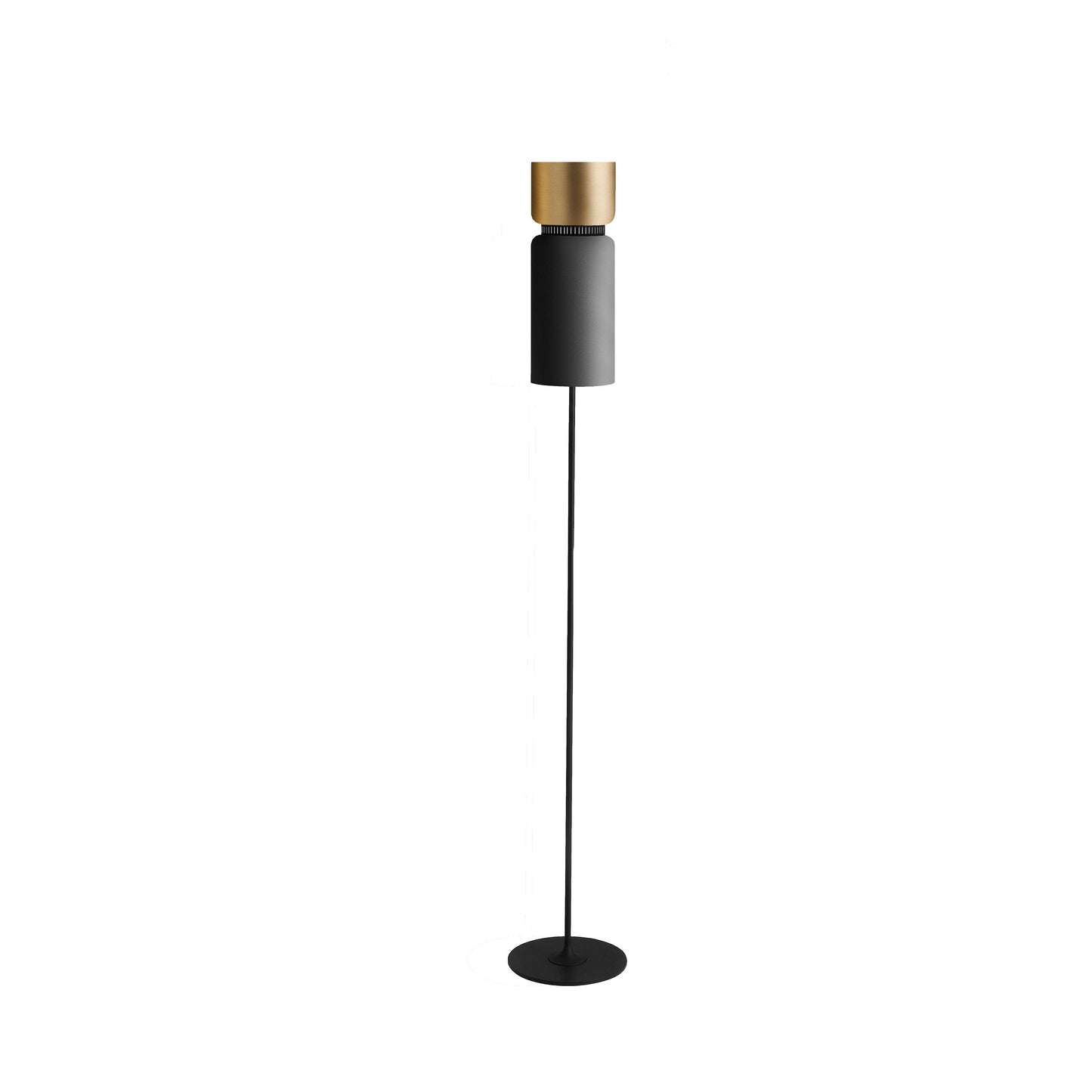 Aspen F17 Floor Lamp in Brass/Grey.